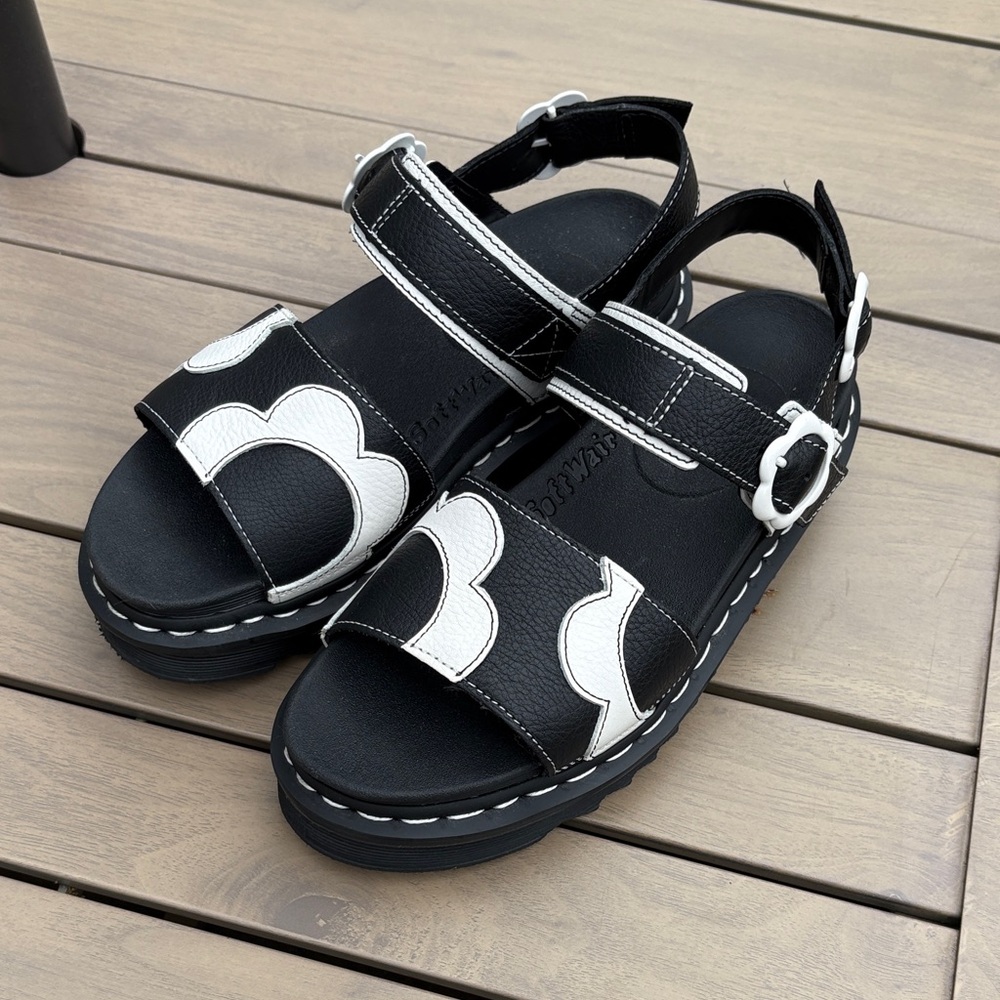 Dr. Martens Voss II Black and White Floral Sandle Size 9